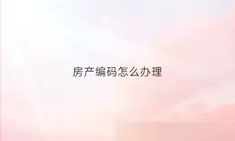 房产编码怎么办理(房产编码是什么)