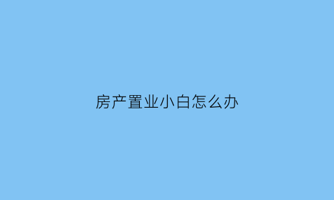 房产置业小白怎么办(房产置业是什么)
