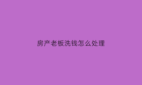 房产老板洗钱怎么处理(房产老板洗钱怎么处理的)