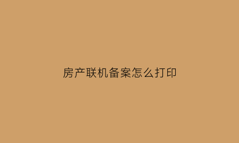 房产联机备案怎么打印(房产局联机备案)