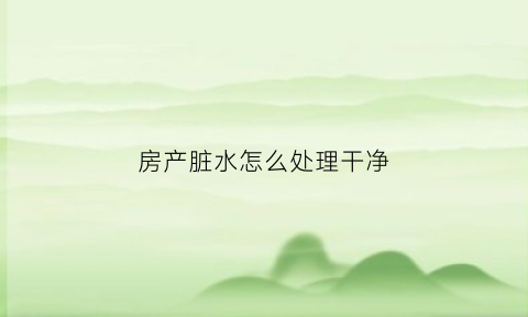 房产脏水怎么处理干净(房子污水)