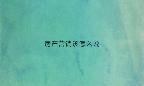 房产营销该怎么说(房产销售营销策略)