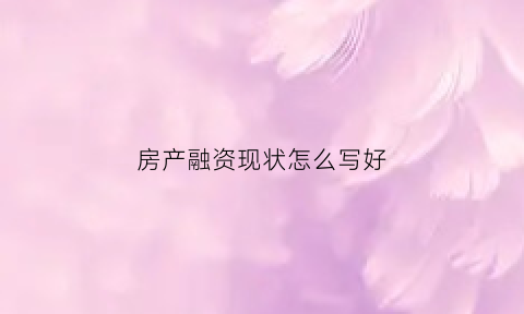 房产融资现状怎么写好(房地产融资问题研究)