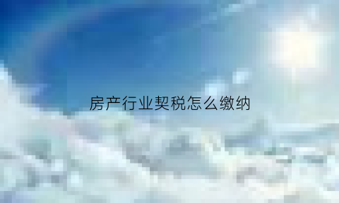 房产行业契税怎么缴纳(房产行业契税怎么缴纳费用)