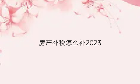 房产补税怎么补2023(房产补税怎么补北京)