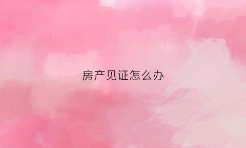 房产见证怎么办(房产见证人是什么意思啊)