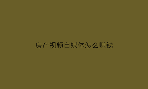 房产视频自媒体怎么赚钱(做房产视频有什么风格)