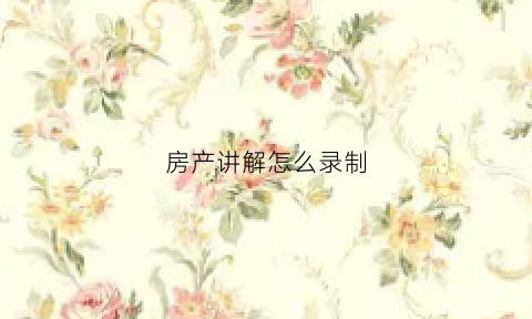 房产讲解怎么录制(房产解说)
