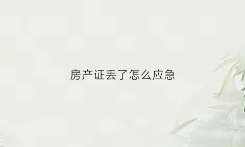 房产证丢了怎么应急(房产证丢了怎么弄)