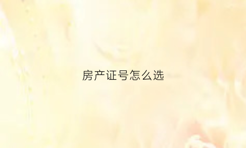 房产证号怎么选(房产证号哪个是)