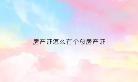 房产证怎么有个总房产证(房产证有总证和分证吗)