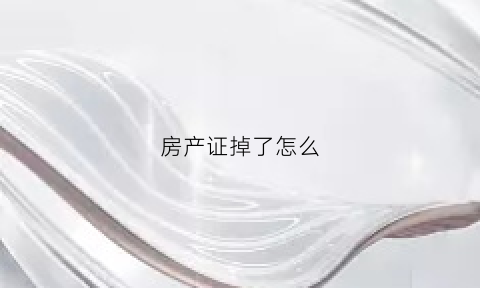 房产证掉了怎么(房产证掉了怎么过户)