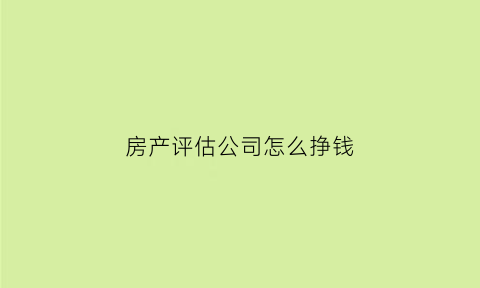 房产评估公司怎么挣钱(房产评估公司挣钱吗)
