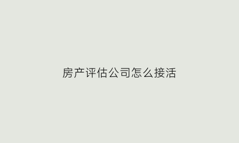 房产评估公司怎么接活(房产评估公司赚钱吗)