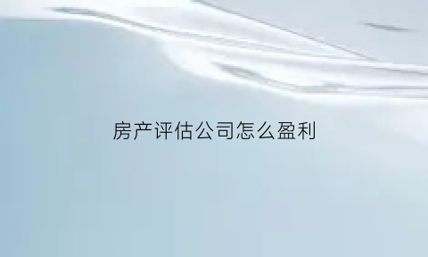 房产评估公司怎么盈利(房产评估公司需要什么手续)