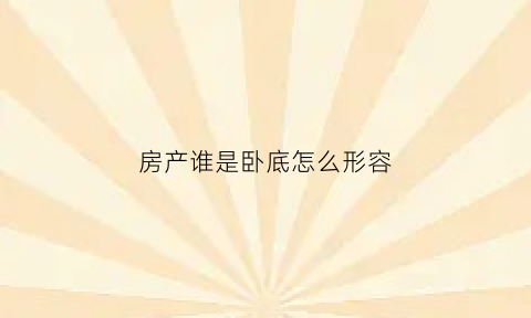 房产谁是卧底怎么形容(房产谁是卧底怎么形容句子)