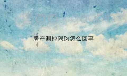 房产调控限购怎么回事(房产调控试点城市)