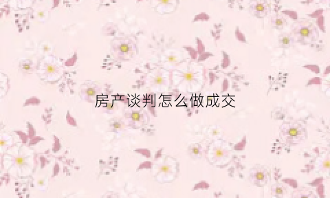 房产谈判怎么做成交(房产谈判怎么做成交的)