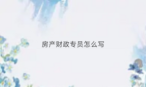 房产财政专员怎么写(房产局财务)