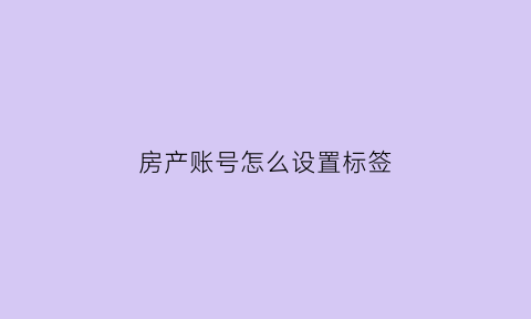 房产账号怎么设置标签(房产账号怎么设置标签信息)