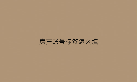 房产账号标签怎么填(房产账号标签怎么填写)
