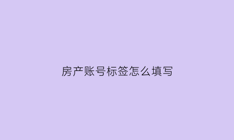 房产账号标签怎么填写(房产标签怎么做)
