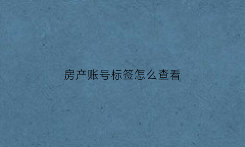 房产账号标签怎么查看(房产号是什么意思)