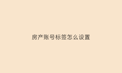 房产账号标签怎么设置(房产号怎么做)