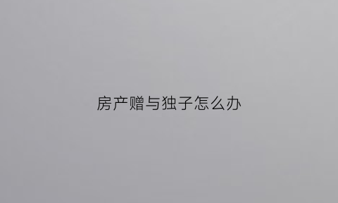 房产赠与独子怎么办(房产赠与独子怎么办理)