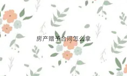 房产赠予合同怎么拿(房产赠予合同范文)