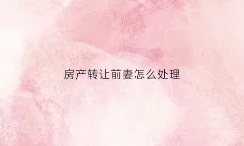 房产转让前妻怎么处理(房子过户到前妻名下需要花钱吗)