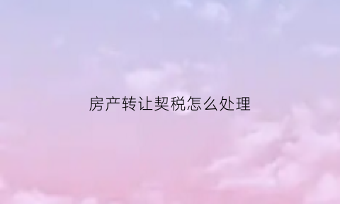房产转让契税怎么处理(房地产转让契税)