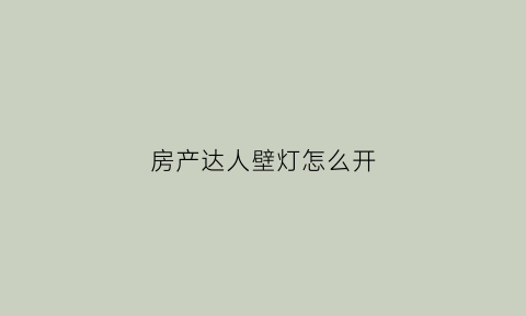 房产达人壁灯怎么开(房产达人壁橱在哪里)