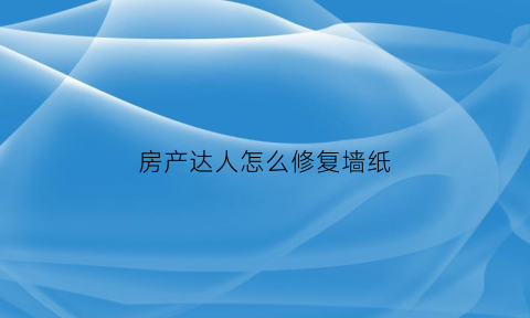 房产达人怎么修复墙纸(房产达人怎么修补墙上的漏洞)