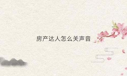 房产达人怎么关声音(房产达人怎么去除广告)