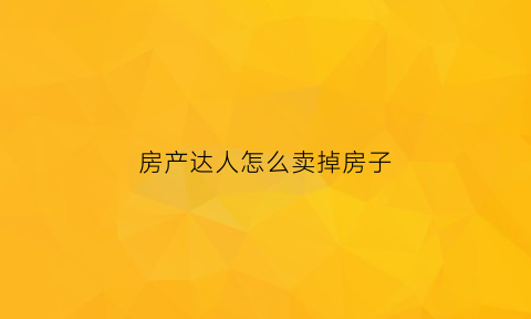 房产达人怎么卖掉房子(房产达人怎么出售房子手机版)