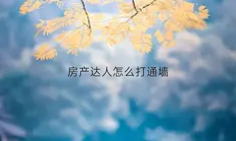 房产达人怎么打通墙(房产达人墙洞在哪)