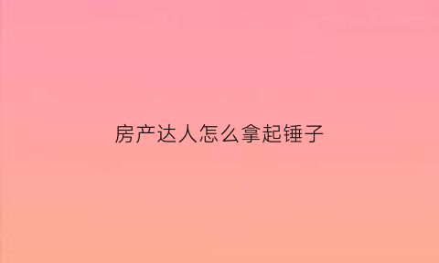 房产达人怎么拿起锤子(房产达人怎么拿出锤子手机版)