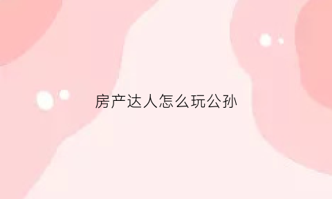 房产达人怎么玩公孙(房产达人攻略)