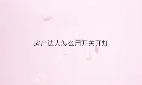 房产达人怎么用开关开灯(房产达人怎么让灯自动开)