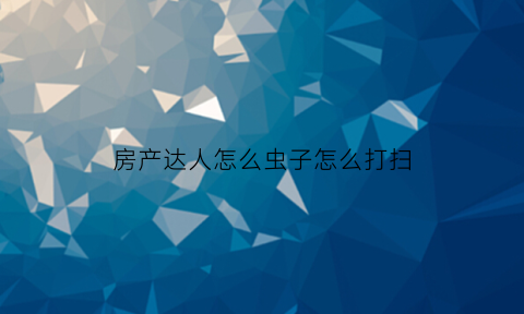 房产达人怎么虫子怎么打扫(房产达人怎么打扫房间)