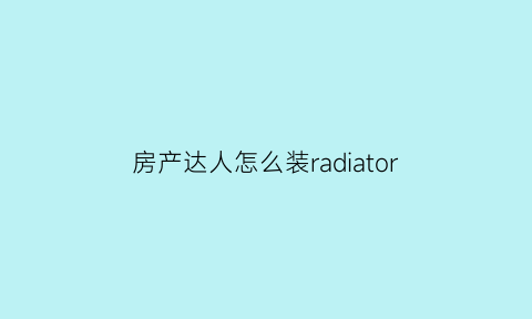 房产达人怎么装radiator(房产达人怎么装灯)