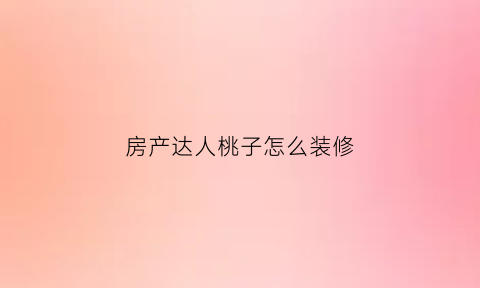 房产达人桃子怎么装修
