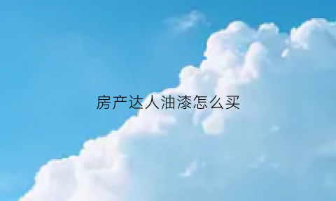 房产达人油漆怎么买(房产达人刷漆不到100)