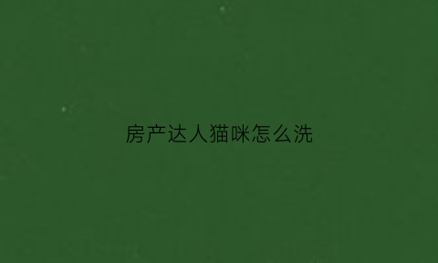 房产达人猫咪怎么洗(房产达人猫咪会饿死吗)