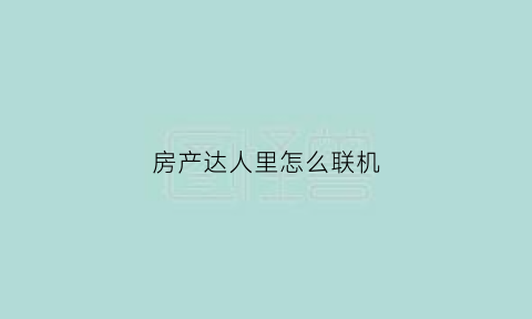 房产达人里怎么联机(房产达人联机)