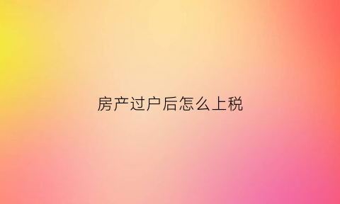 房产过户后怎么上税(房产过户交的税是什么税)