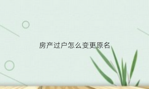 房产过户怎么变更原名(房产过户怎么变更原名称)