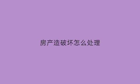 房产造破坏怎么处理(房屋被破坏如何取证)