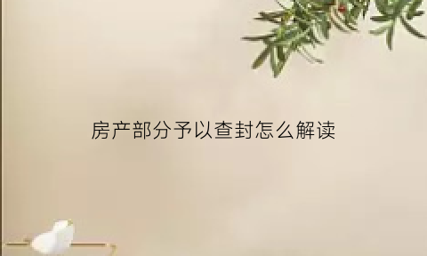 房产部分予以查封怎么解读